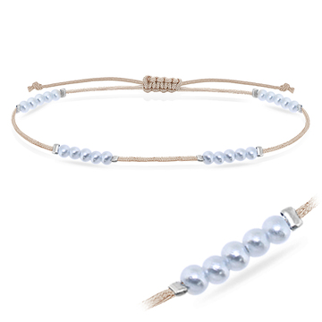 White Pearls Attached on Shiny Rope Anklet ANK-201
